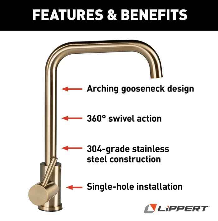 Lippert Kitchen Faucet - Bronze, 90 Degree Angle – 2024000066