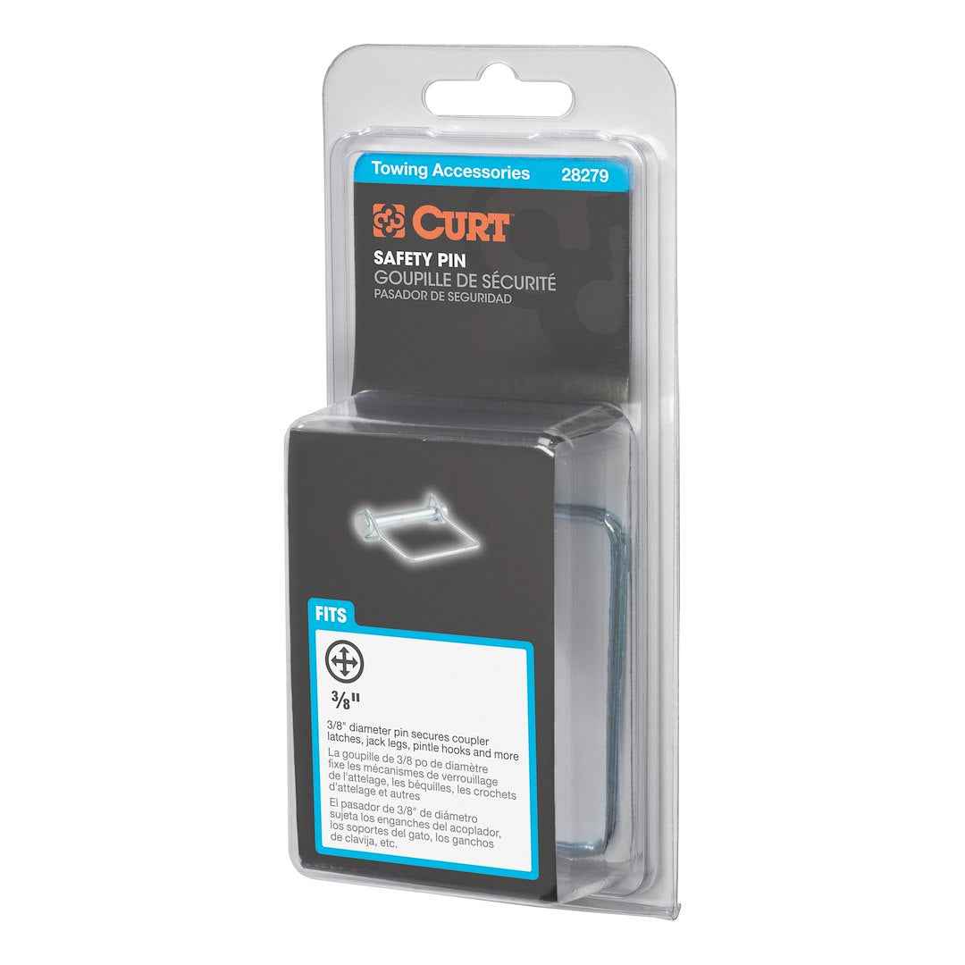 CURT 28279 3/8-Inch Safety Pin with Square Wire Clip