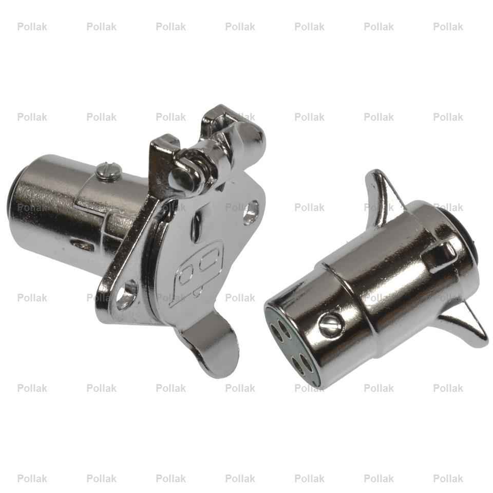 Pollak 11408P Marine Silver 4-Round Trailer Connector