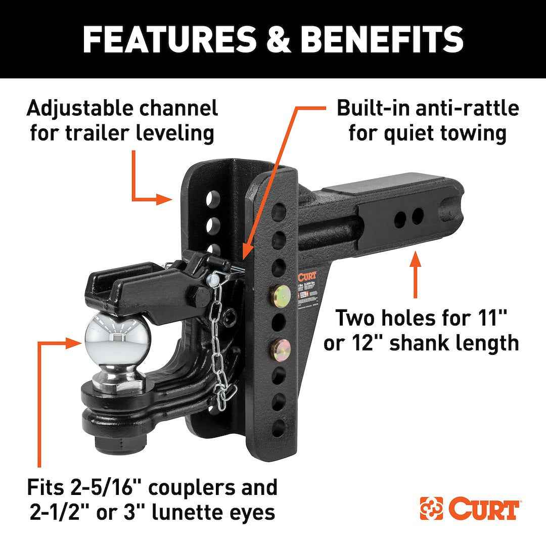 CURT Pintle Hook - 2-1/2 in Receiver, 20000 lb – 45908