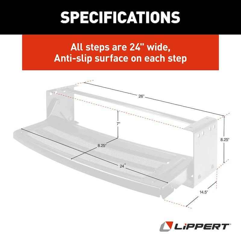 Lippert Components 432678 Lippert Single Manual RV Entry Step, 24" Radius Tread, Bolt-On – image 3