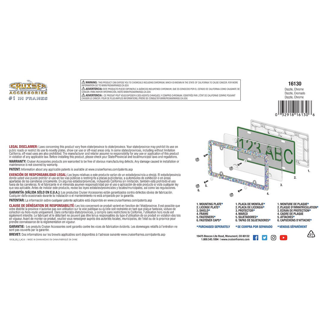 Cruiser 16130 Dazzle Automotive Plate Surround - image 4