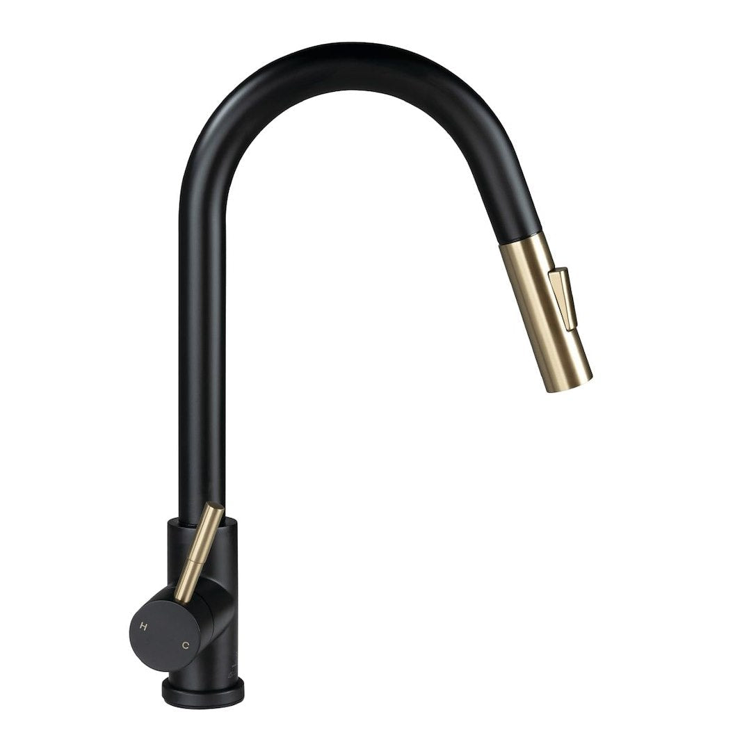 Lippert Kitchen Faucet - Black/Gold, Pull Out Spout – 2024000071