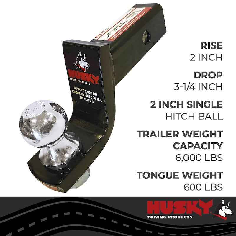 Husky Towing 31367 Husky Trailer Hitch Ball Mount, Class III/IV, 2" Receiver, 2" Ball – image 3