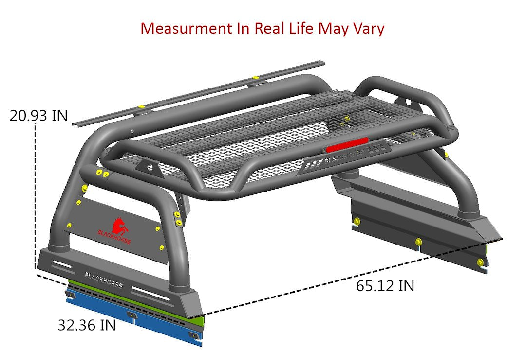 Black Horse Offroad ATRB7BK Atlas Frontier Tubular Bed Bar, 50-in Mount - image 4