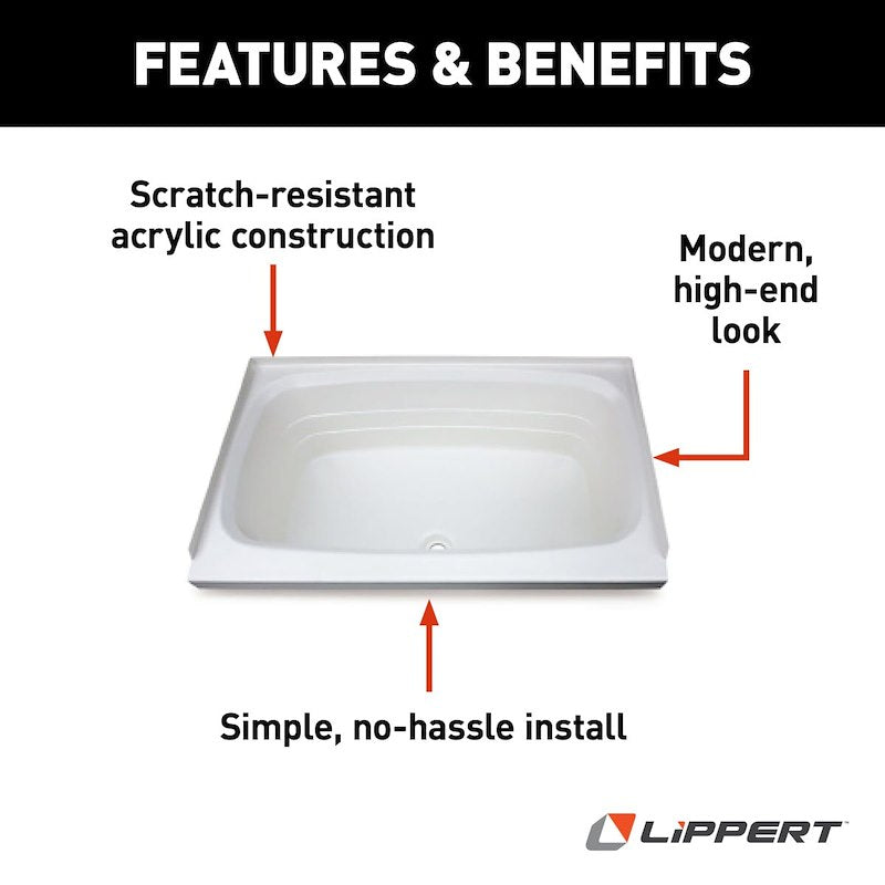 Lippert Components 209648 Lippert Better Bath 24" x 36" RV Bathtub, Center Drain – image 6
