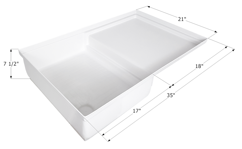 Icon 12893 SP400 35" x 21" RV Shower Pan with Step, Polar White ABS – image 2