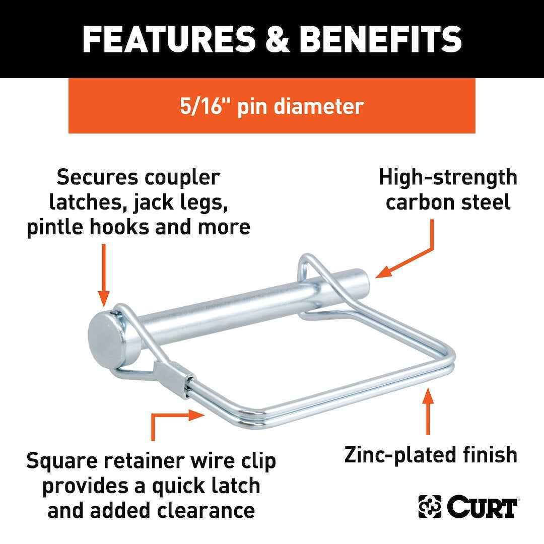 CURT 25010 5/16-by-3-Inch Universal Coupler Safety Pin
