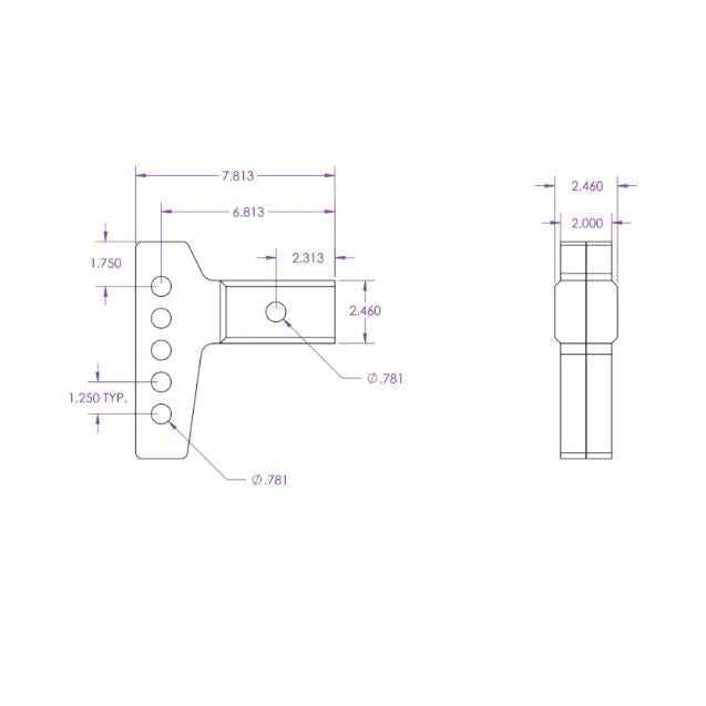 Gen-Y Hitch GH-0352 2-in Weight-Distribution Shank - 5 Mounting Holes