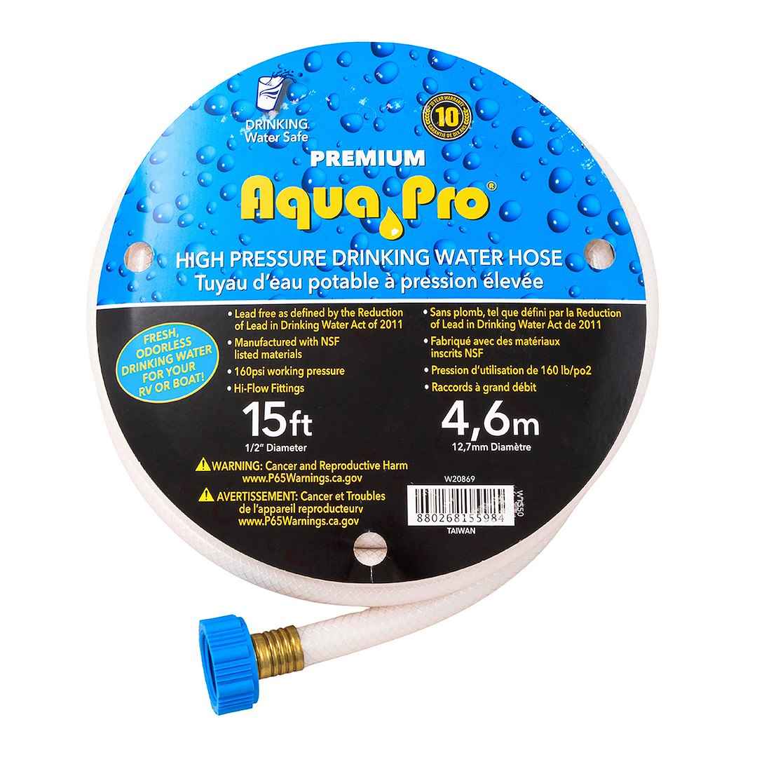 Aqua Pro W20869 15-ft White Drinking-Water Hose, 120 PSI