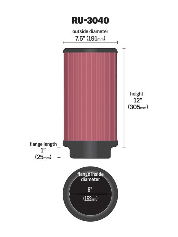 K&N RU-3040 Washable Round Cotton Air Filter