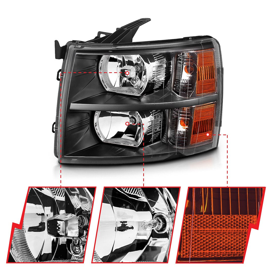 ANZO USA 111393 Black Crystal Halogen Headlight Pair - image 2