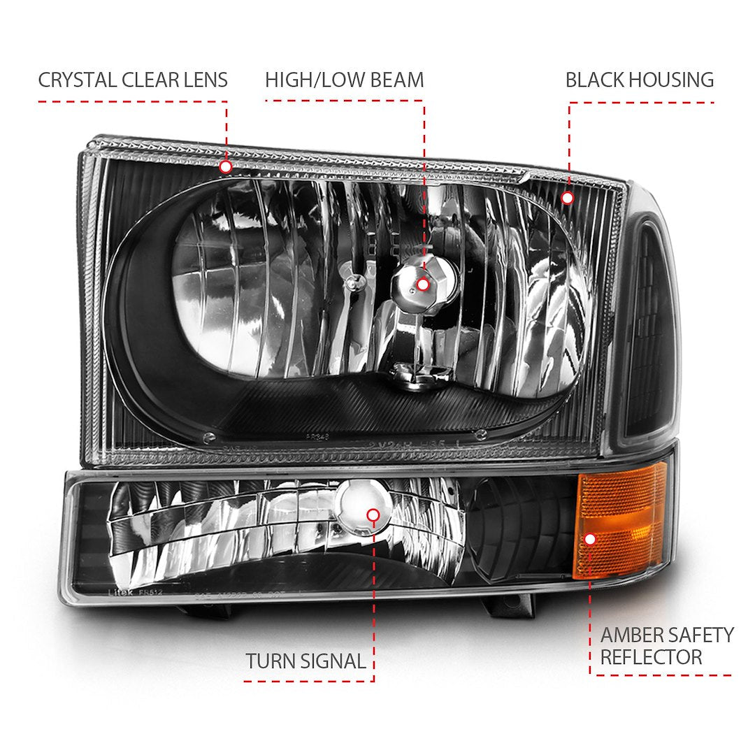 ANZO USA 111457 Black Crystal Headlight Pair, Bulbs Excluded - image 4