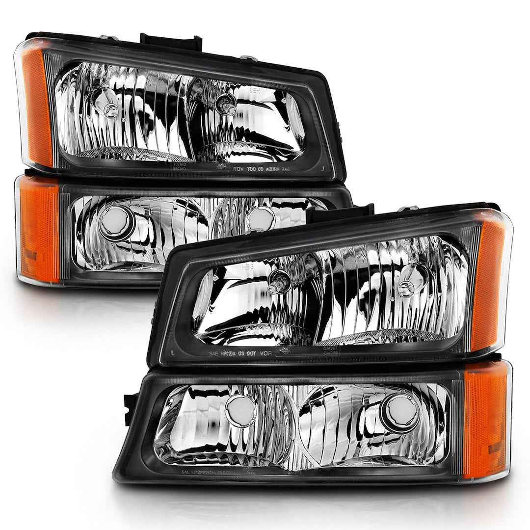 ANZO USA 111452 Black Crystal Lighting Set, Four Assemblies