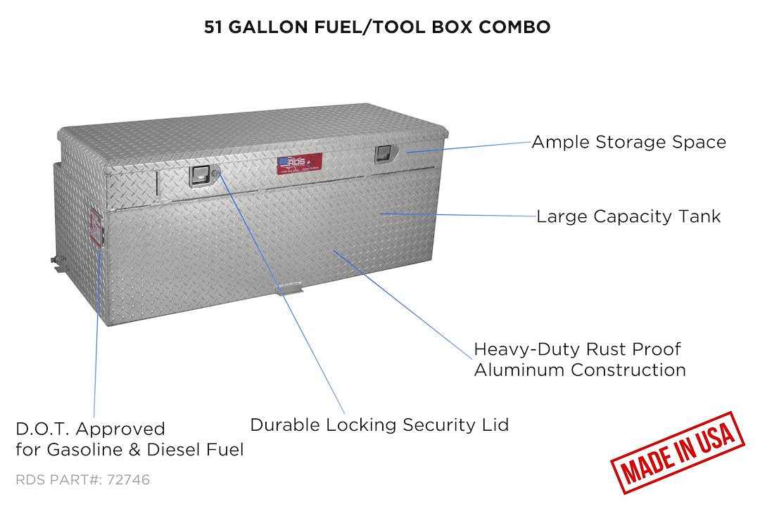RDS Tanks 51 Gallon Diesel Auxiliary Tank with Tool Box – 72746