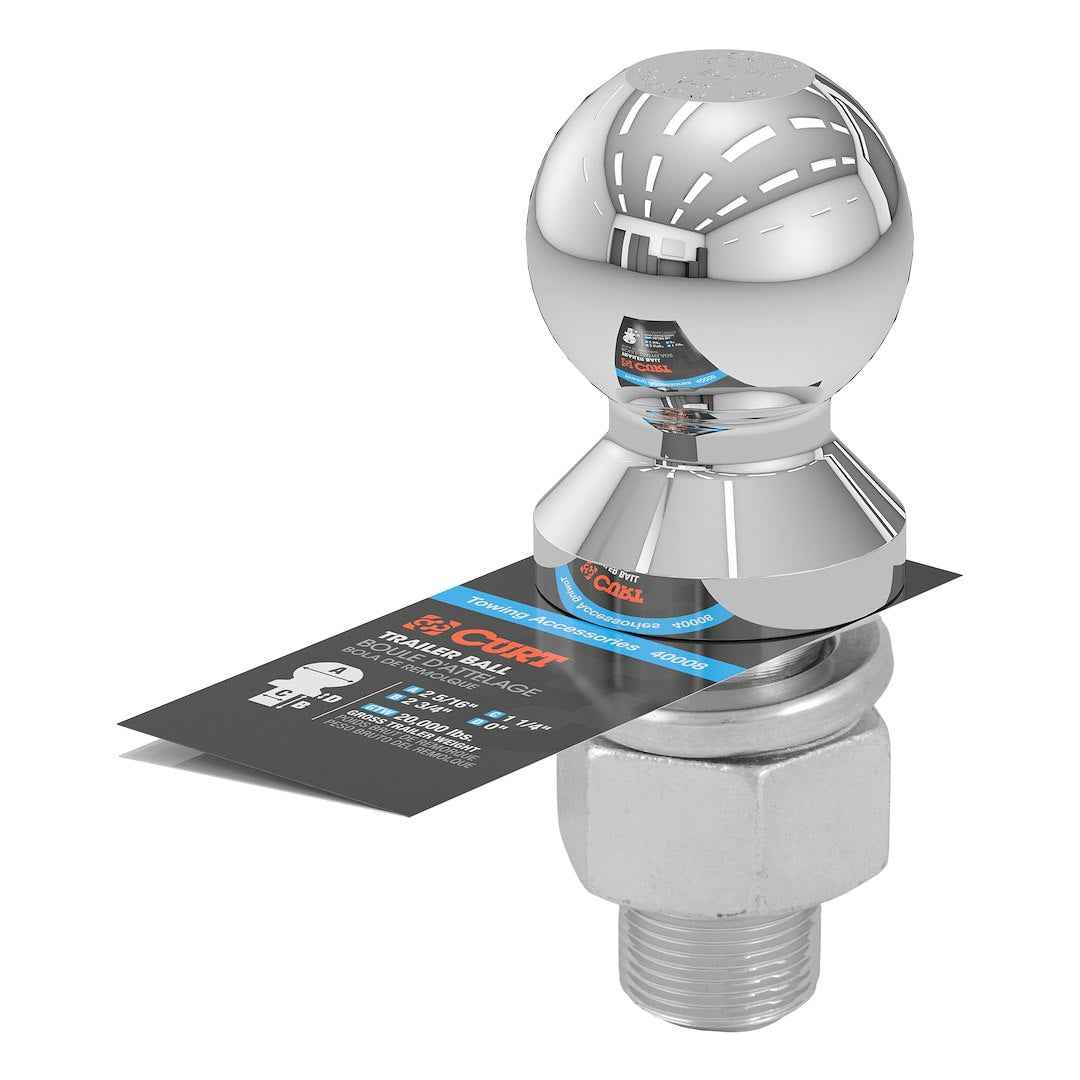 CURT Trailer Ball - 2-5/16 in, 1-1/4 in Shank, 20000 lb – 40008