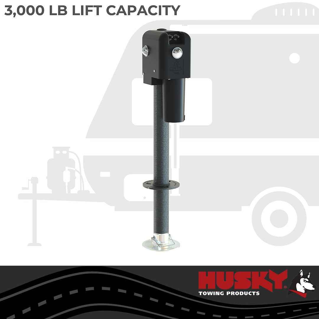 Husky Towing 81200 3,000-lb Electric Tongue Jack, 2-Inch Tube