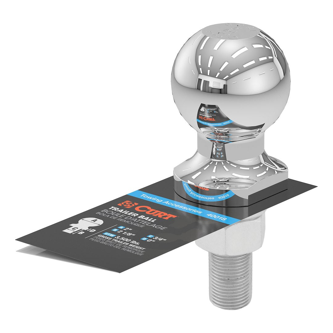 CURT Trailer Hitch Ball (40018) – Shank Length (In): 2-1/8 Inch
