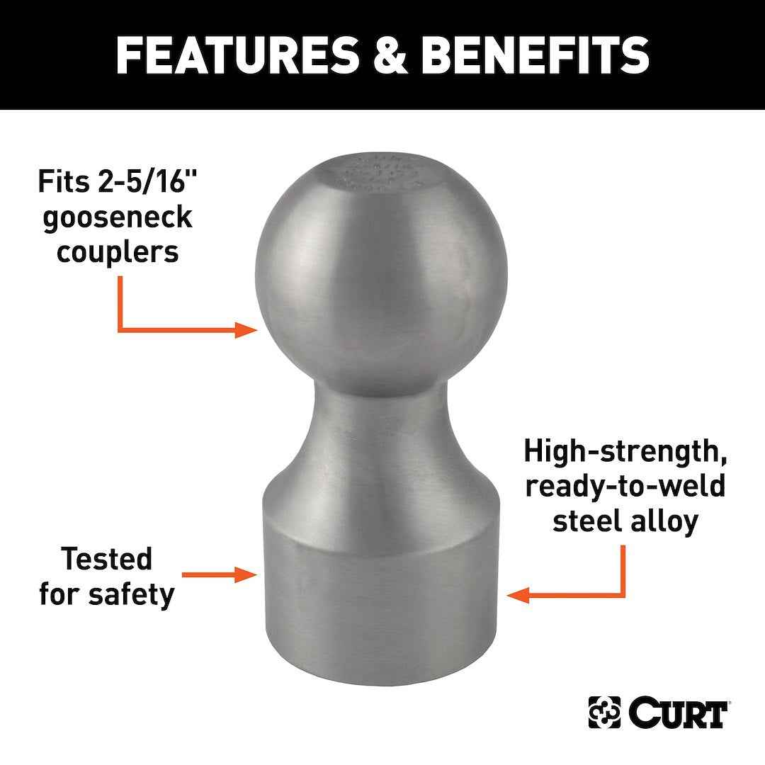 CURT Gooseneck Trailer Hitch Ball - 2-5/16 in Gooseneck Couplers – 40094
