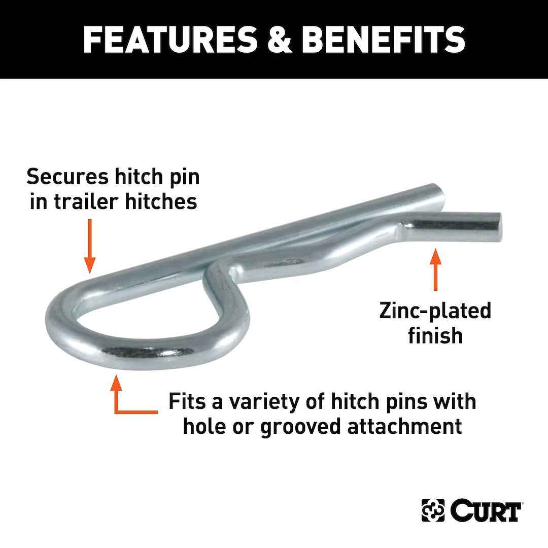 CURT 21602 Universal 3-1/4-Inch Hitch Hairpin Clips, Three-Pack