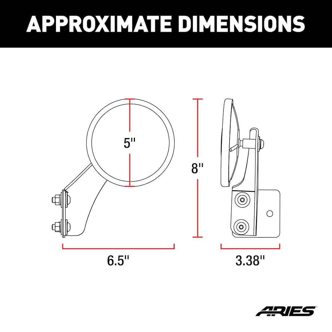 Aries 3500300 Black Manual Mirrors for Jeep Tube Doors