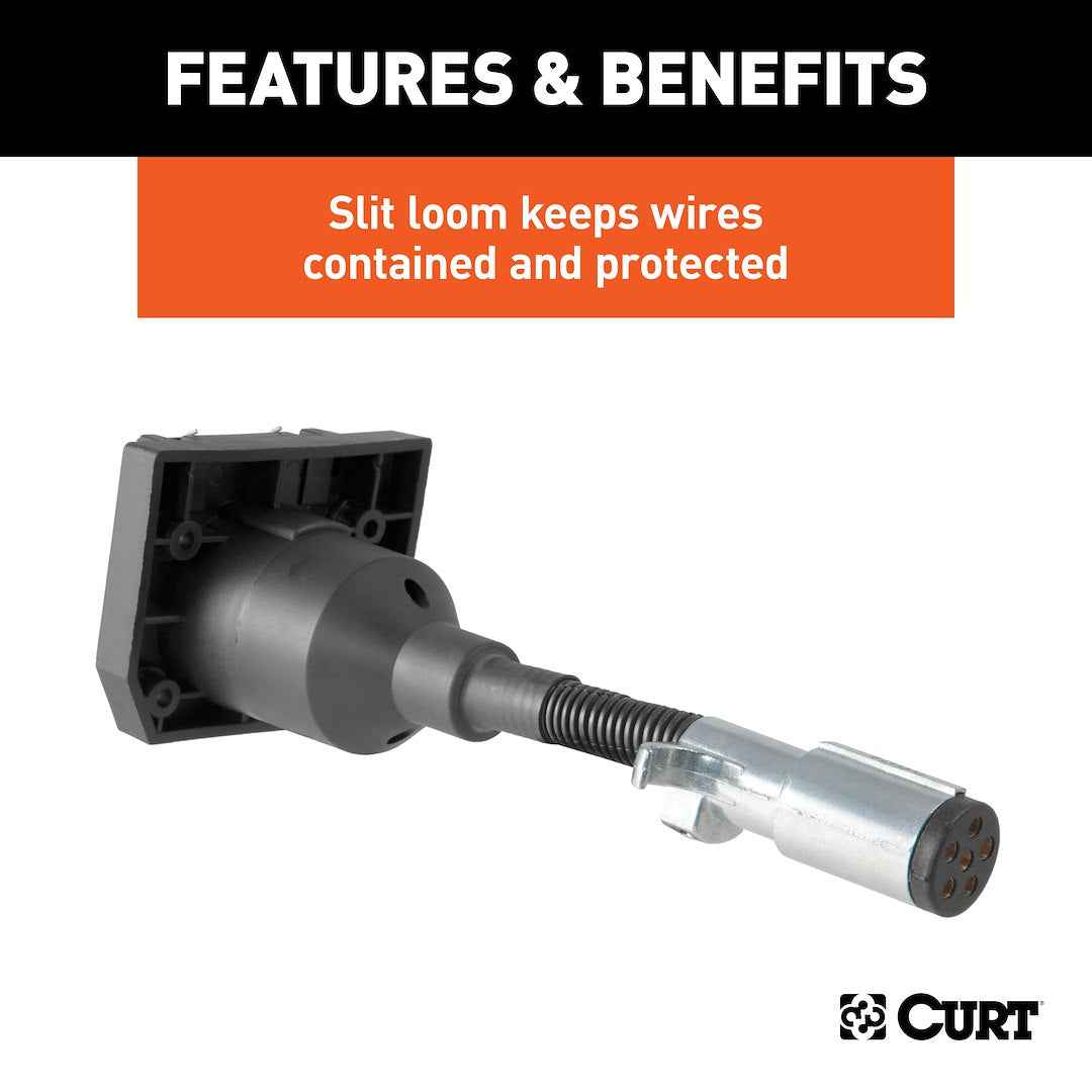 CURT 57667 Trailer Wiring Adapter - 7 Blade to 6 Pin