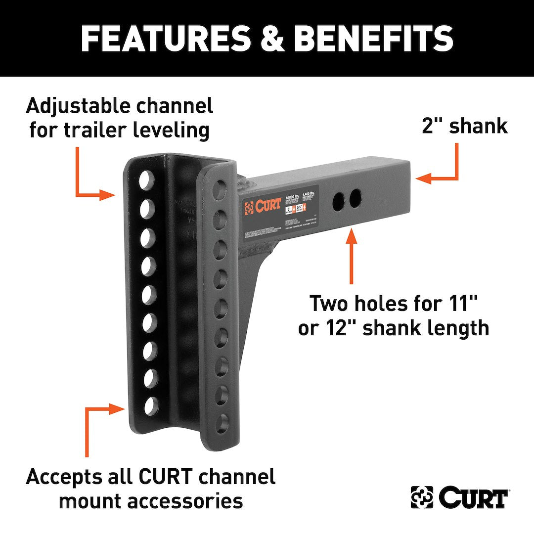 CURT Replacement Channel-Mount Shank - 45900/45907, 14K – 45910