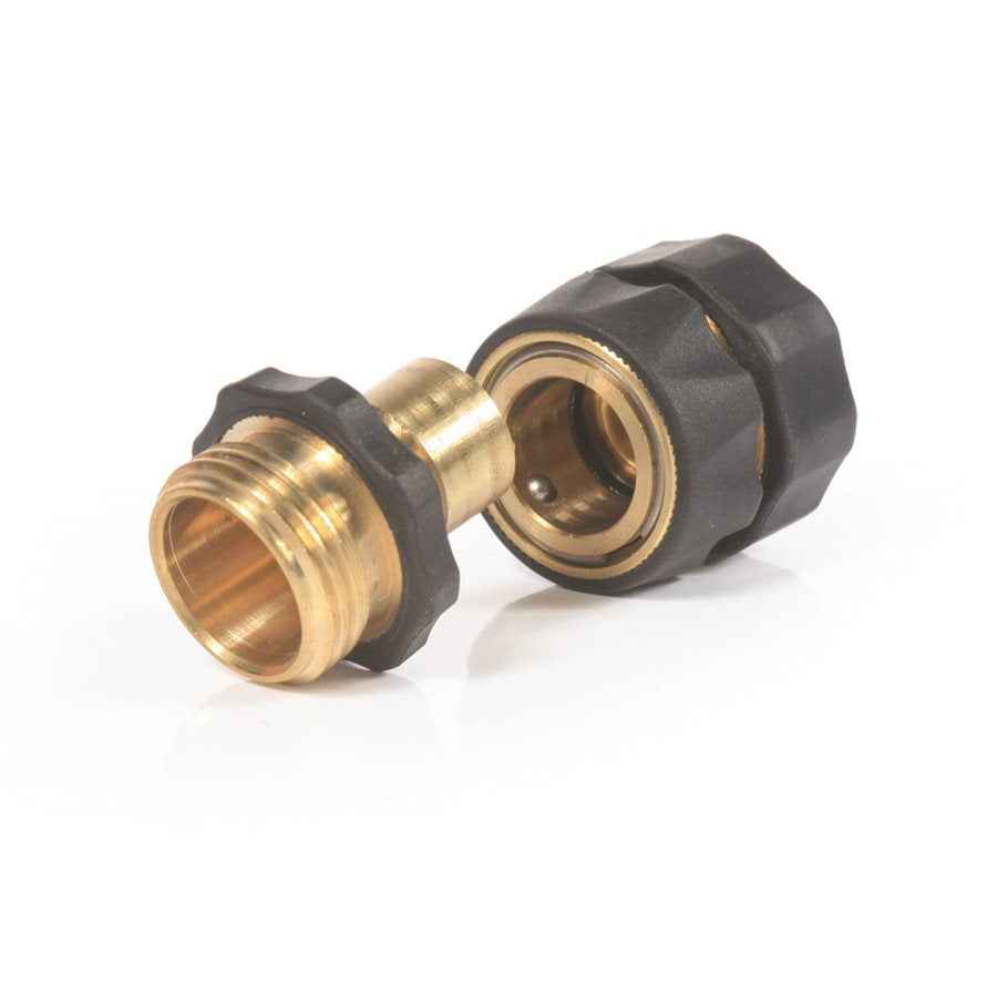 Camco 20135 Brass Quick Hose Connector with Automatic Shutoff