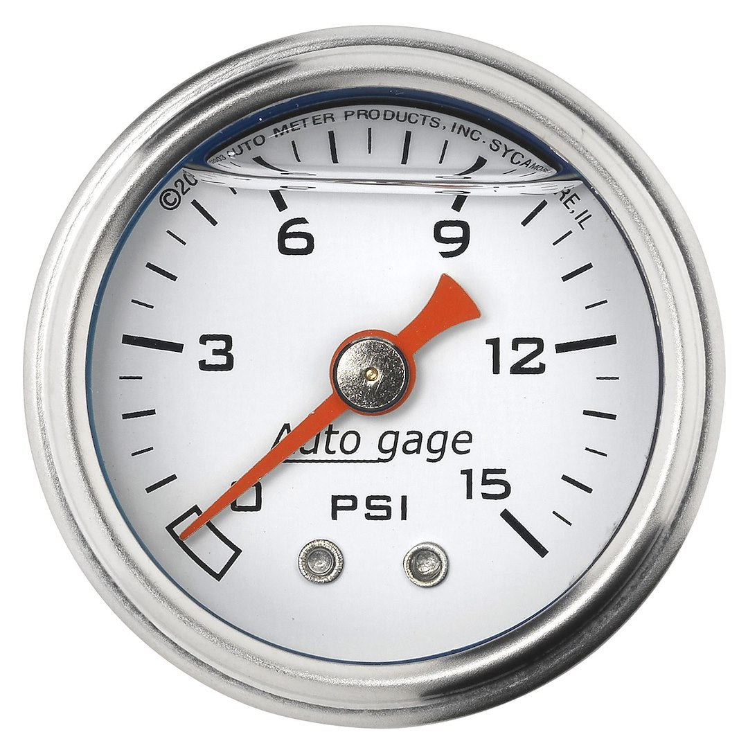 AutoMeter 2175 White Auto Gage Fuel Gauge, 0β15 PSI - image 1