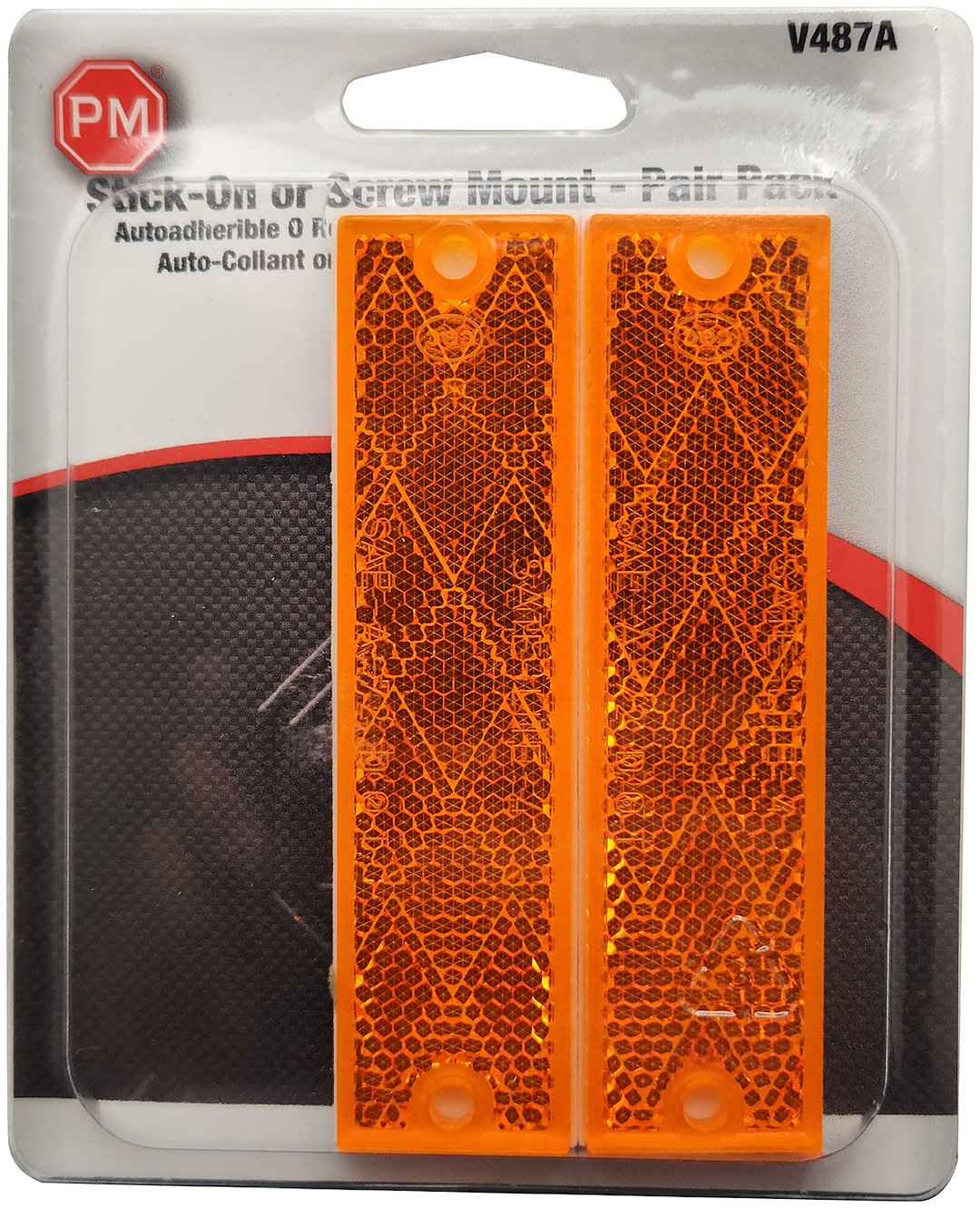 Peterson V487A Amber Rectangular Adhesive Reflector