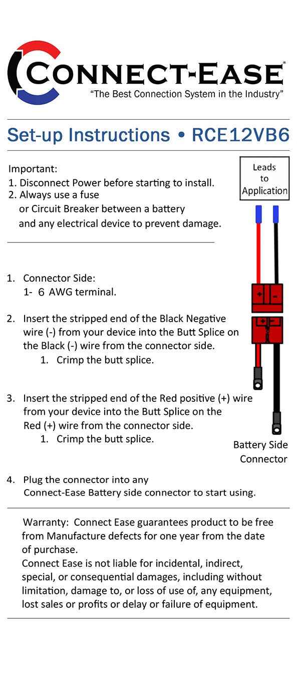 Connect-Ease RCE12VB6 Single Motor/Equipment Battery Connection