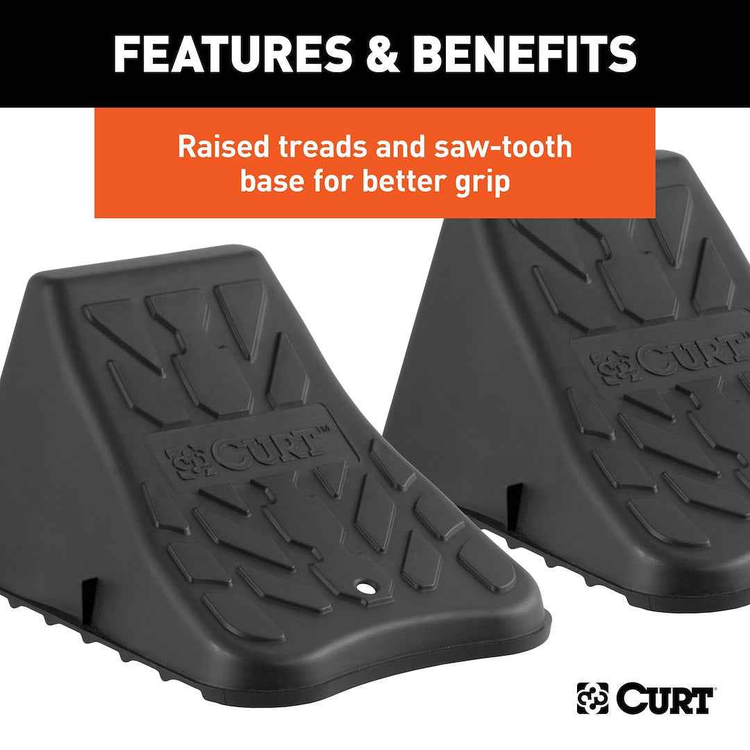 CURT 22800 Black Trailer Wheel Chocks, Pair