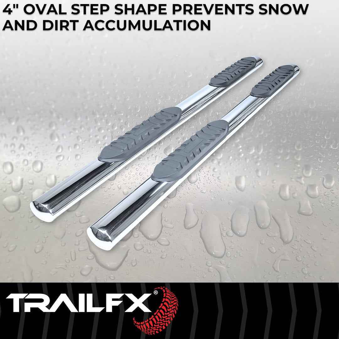 TrailFX 4 in Oval Nerf Step Bars - Stainless, 300 lb – A1545S