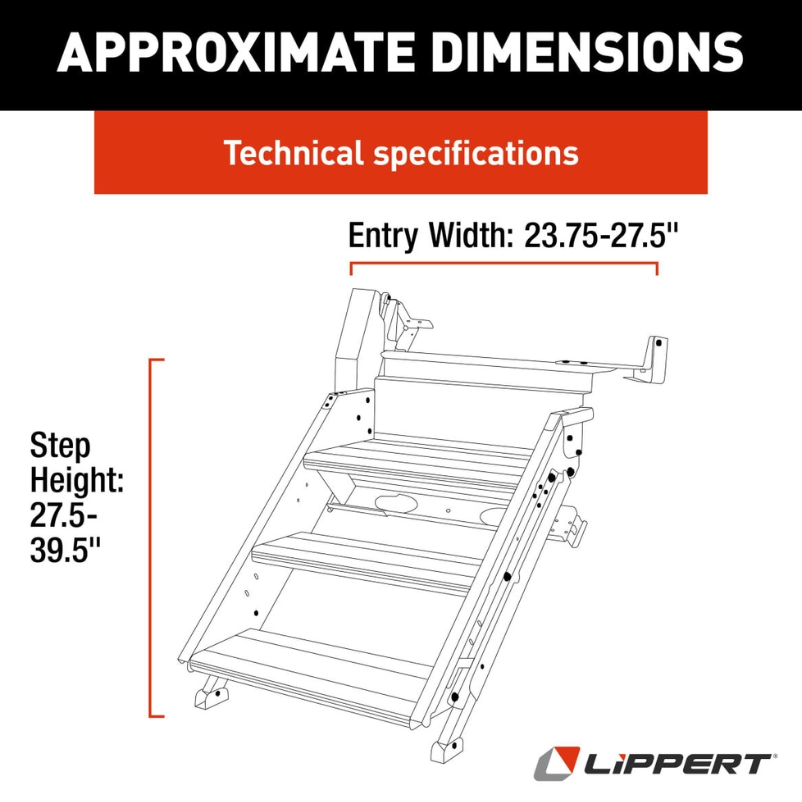 Lippert 3-Step RV Entry Steps - 26 in, 500 lb – 2024056998