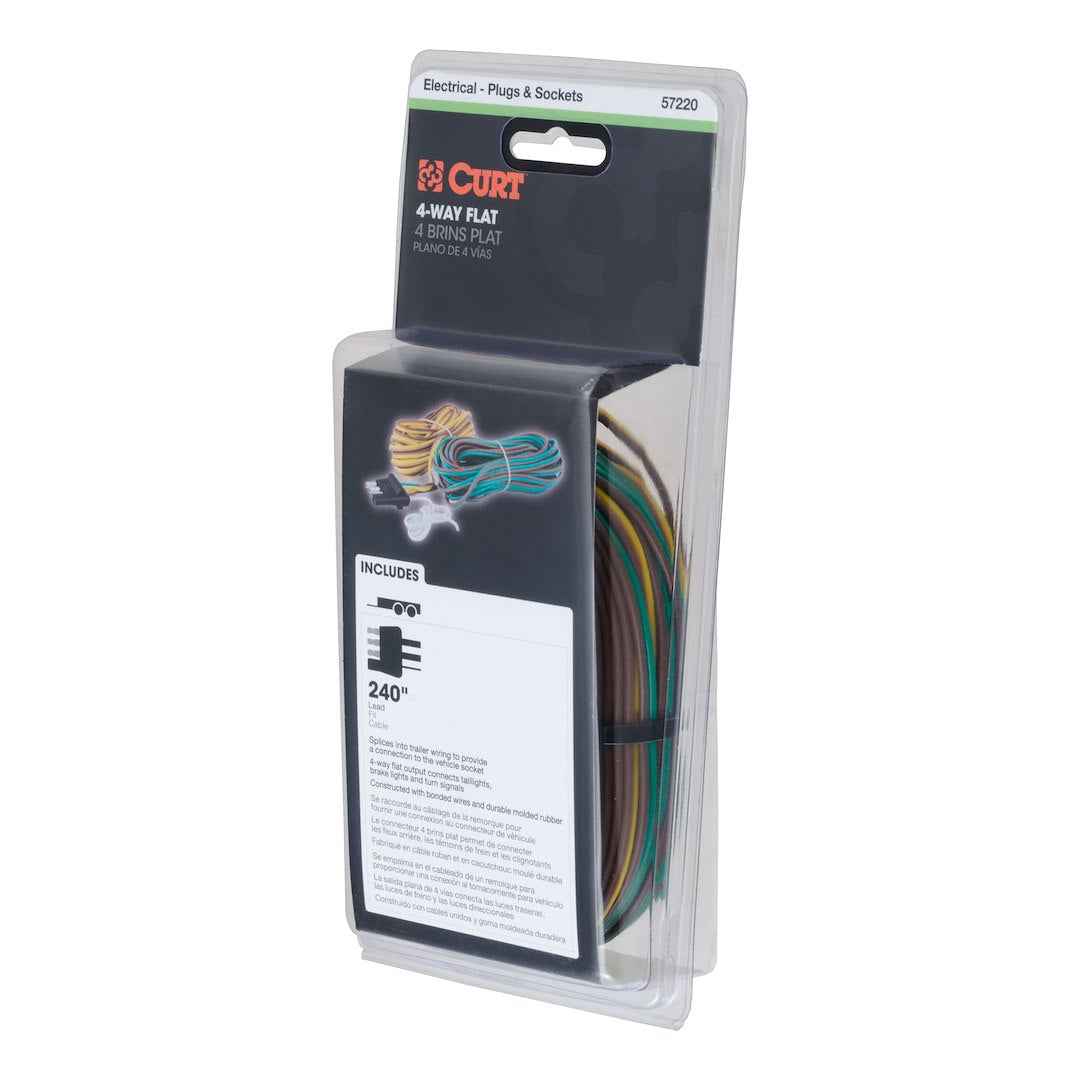 CURT 57220 4-Way Flat Trailer Wiring Connector - 20-ft Wires