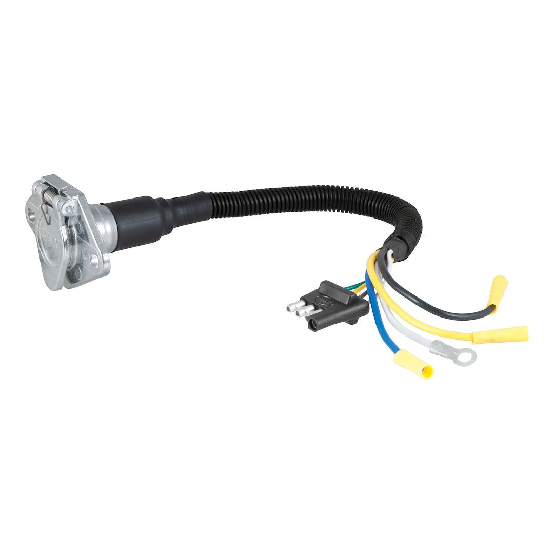 CURT 57183 Trailer Wiring Adapter - 4-Way Flat to 6-Way Round