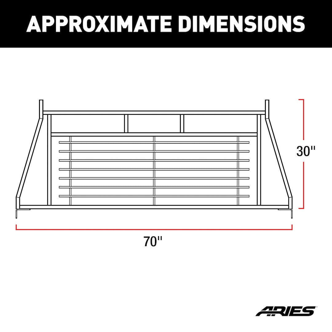 Aries 111001 Classic Satin Black Louvered Headache Rack - image 3