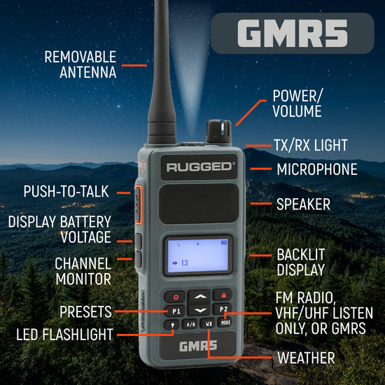 Rugged Radios Gmr5 Portable GMRS Radio