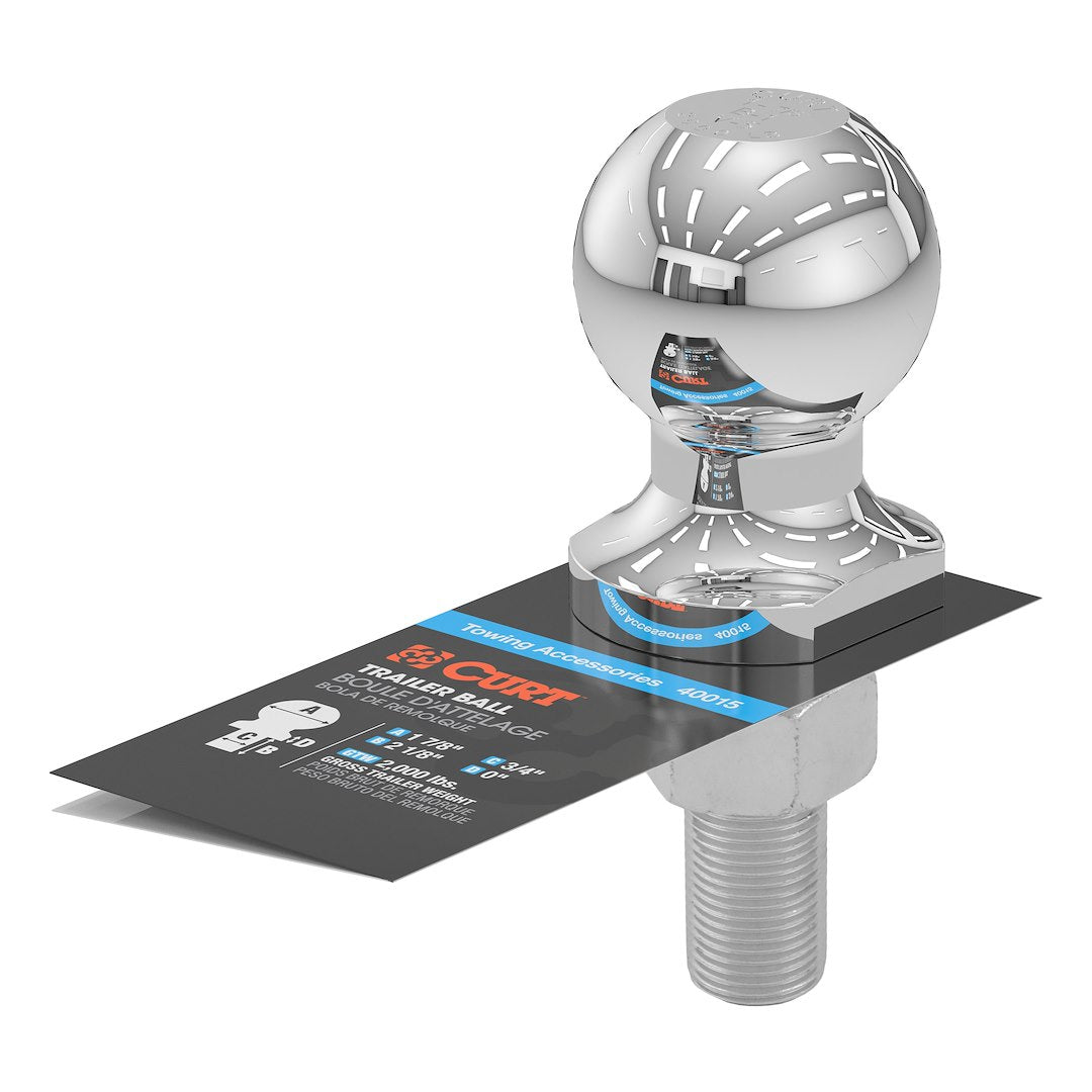CURT Trailer Hitch Ball (40015) – Shank Length (In): 2-1/8 Inch
