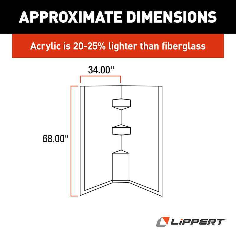 Lippert Components 306205 Lippert Better Bath 34" x 34" Neo Angle RV Shower Surround – image 3