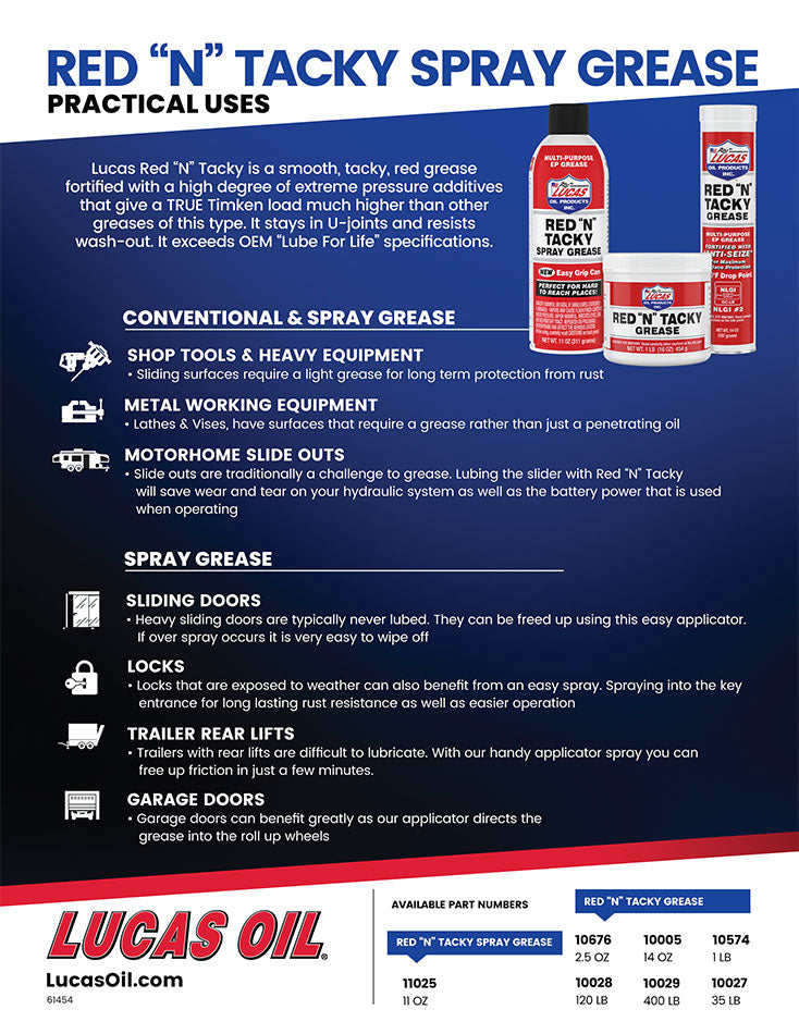 Lucas Oil 10574 Red 'N' Tacky Multipurpose Lubricating Grease