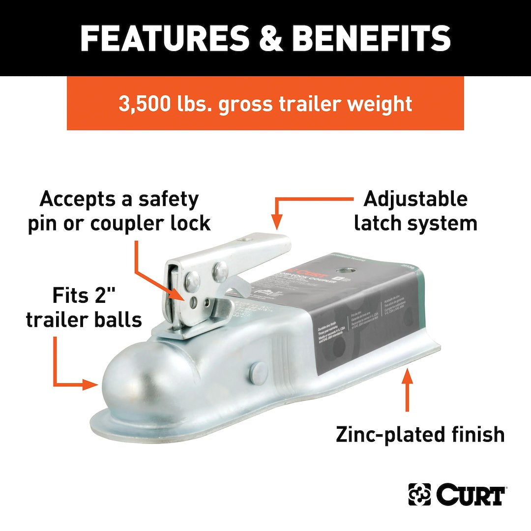 CURT 25138 Trailer Coupler - Class II Straight Tongue