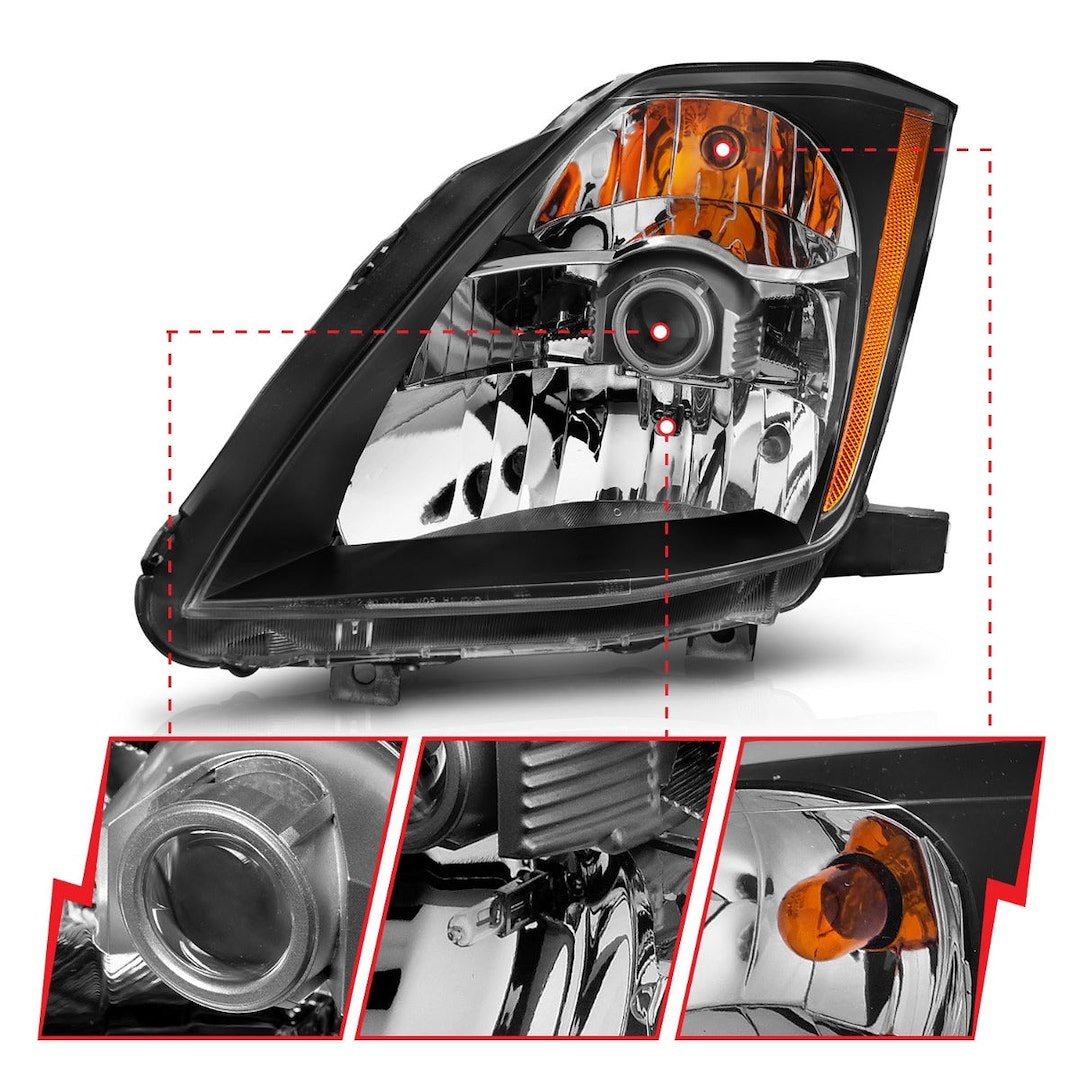 ANZO USA 121108 Nissan 350Z Black Crystal Headlight Pair - image 2