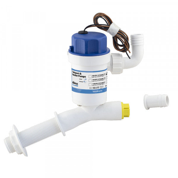 Albin 01-05-082 12V Angled-Tube Aerator Pump, 1,100 GPH