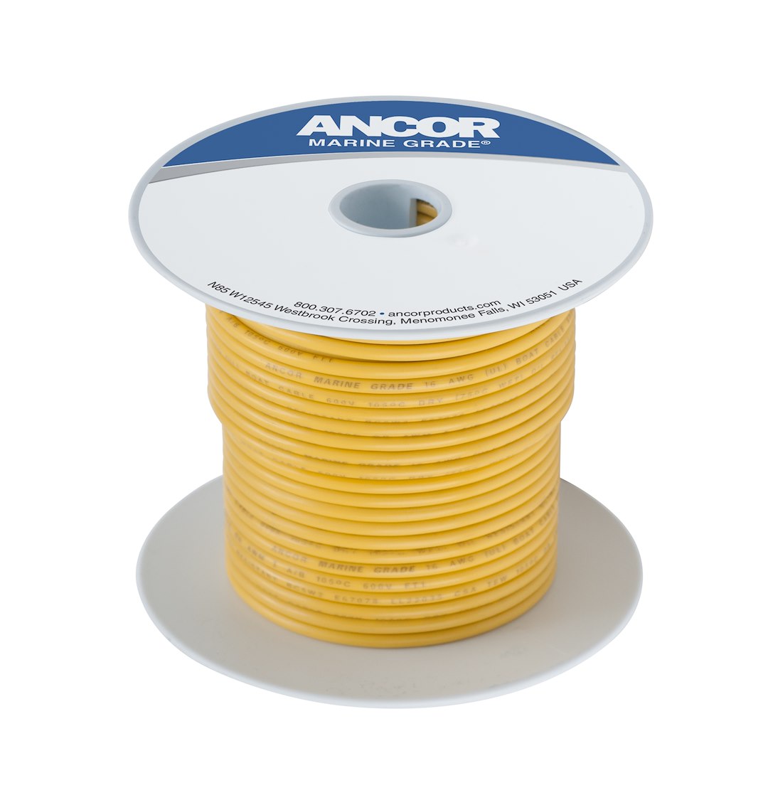 Ancor 101010 Marine Grade Primary Wire - 18 Gauge, Yellow, 100 ft