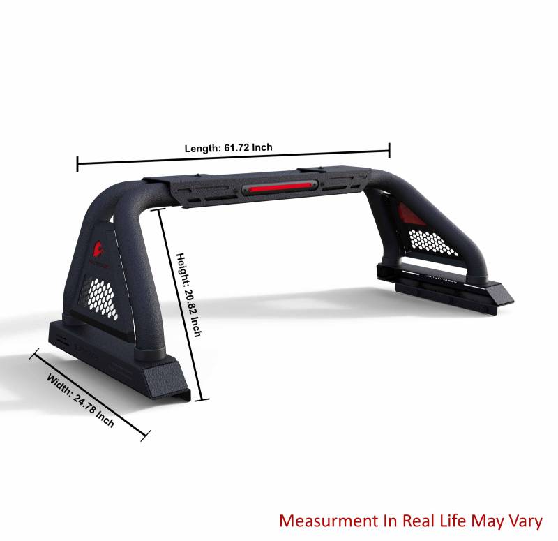 Black Horse Offroad RB09MT Gladiator Textured Tubular Bed Bar with Lights - image 4