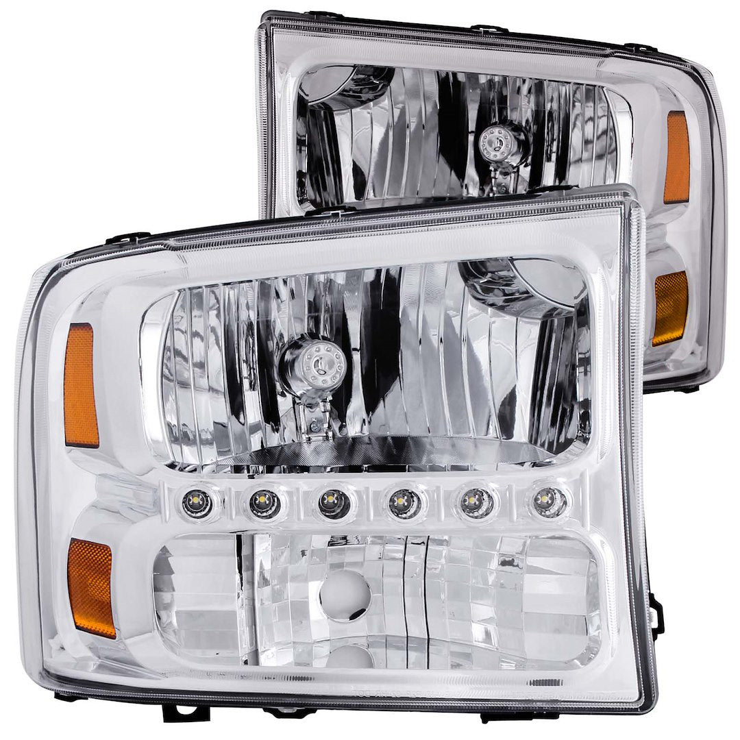 ANZO USA 111088 Silver Headlight Pair with LED Strips - image 1