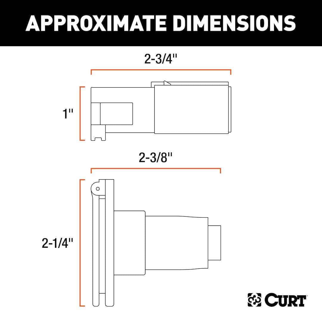 CURT 6-Way Round Wiring Plug & Socket - Metal – 58092