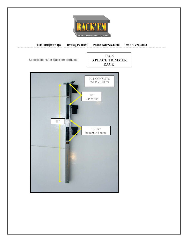 Rack-Em Open Trailer 3-Trimmer Rack – RA-6