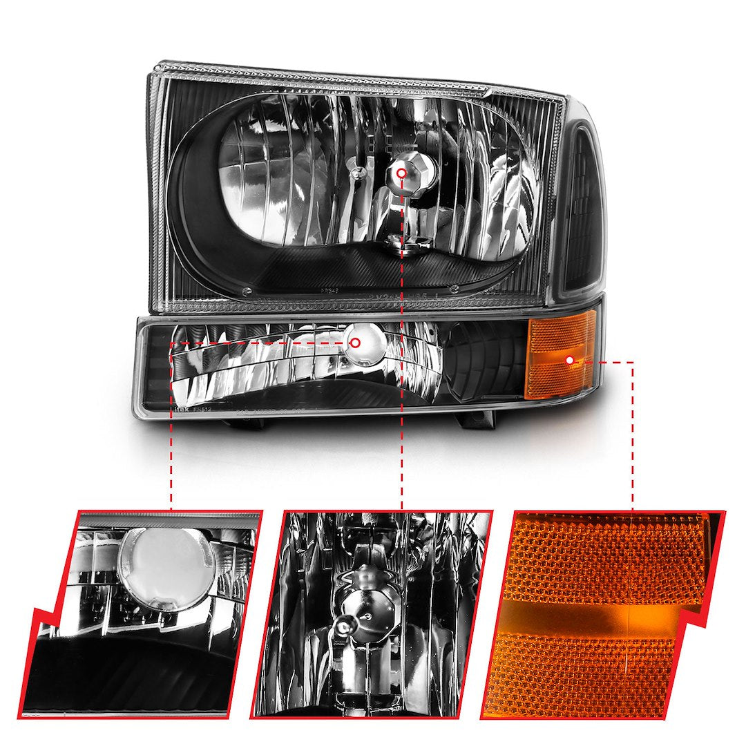 ANZO USA 111457 Black Crystal Headlight Pair, Bulbs Excluded - image 2